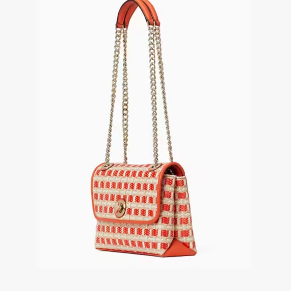 NWT Kate Spade Coral and Cream Woven Crossbody Bag - Picture 3 of 4